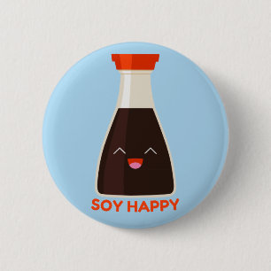 Soy Happy Niedlich Soy Sauce Feinschmecker Button