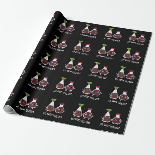 Soy Happy Together Soy Sauce Pun Dark BG Geschenkpapier (Ungerollt)