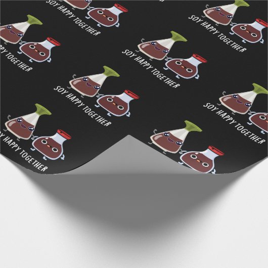 Soy Happy Together Soy Sauce Pun Dark BG Geschenkpapier (Ecke)