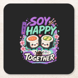 Soy Happy Together – Süßes Kawaii Sushi-Pärchen Rechteckiger Pappuntersetzer