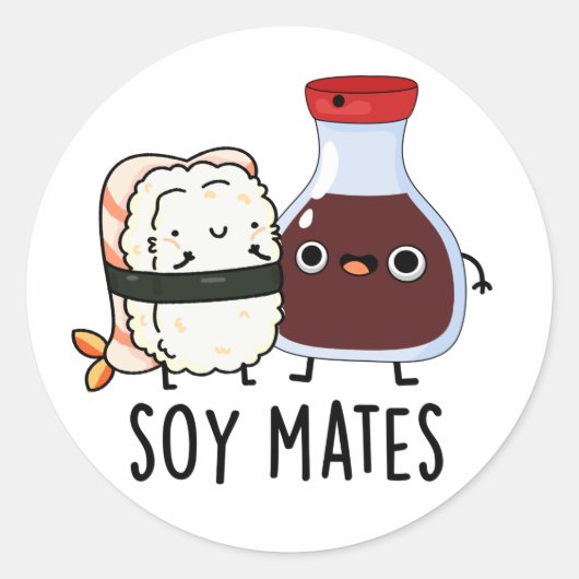 Soy Mates Funny Soy Sauce Puff Runder Aufkleber (Vorderseite)