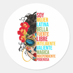 Soy Mujer Latina Fürte Independiente Proud Mexica Runder Aufkleber