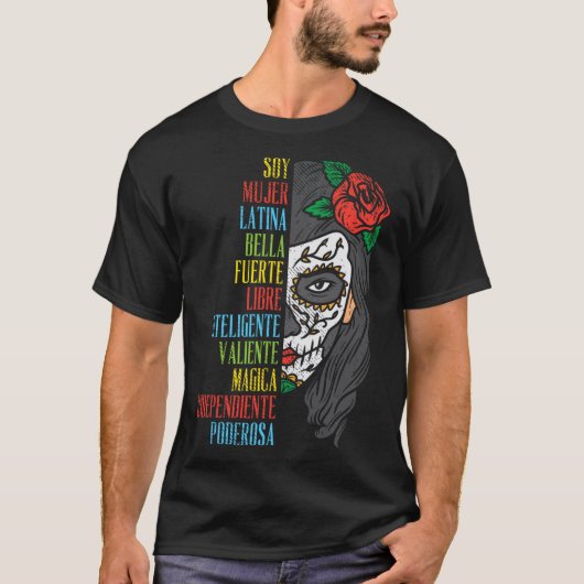 Soy Mujer Latina Sugar Skull Women Cinco De Mayo H T-Shirt (Vorderseite)