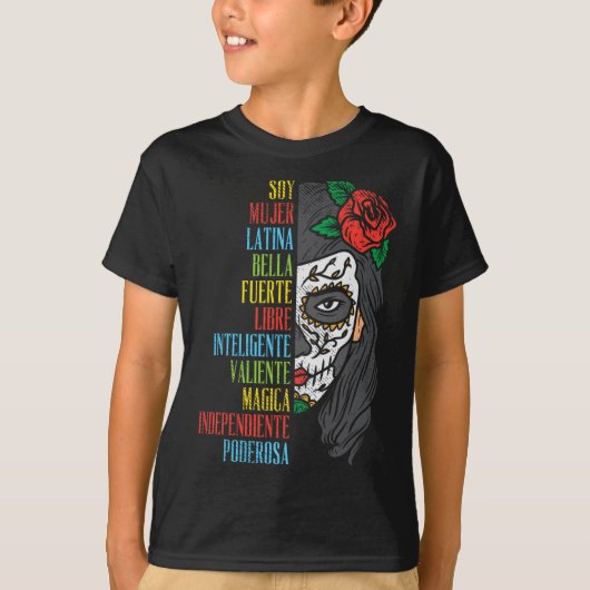 Soy Mujer Latina Sugar Skull Women Cinco De Mayo H T-Shirt (Vorderseite)