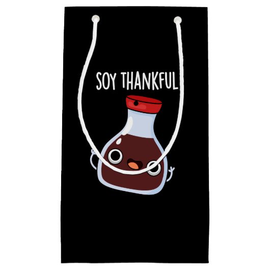 Soy Thankful Funny Soy Sauce Pun Dark BG Kleine Geschenktüte (Vorderseite)