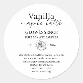 Soy Wax Candle Label Flower Vanilla Maple Runder Aufkleber