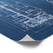 Soyuz Spacecraft Blueprint Poster (Ecke)