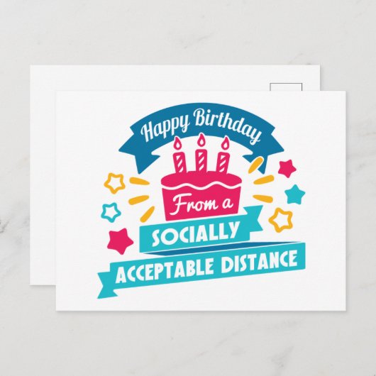 Sozial akzeptable Entfernung zum Geburtstag Postkarte (Vorne/Hinten)