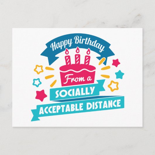Sozial akzeptable Entfernung zum Geburtstag Postkarte (Vorderseite)