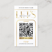 Sozial Media QR Code Glam Gold Logo QR Code Visitenkarte (Vorderseite)