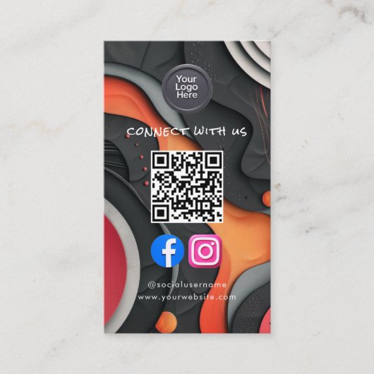 Sozial Media QR Code Modern Pro Minimalistisch Ele Visitenkarte (Vorderseite)
