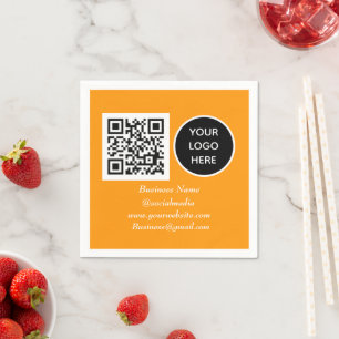 Sozial Media QR Code Orange Business Logo Serviette