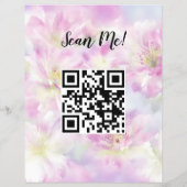 Sozial-Media-QR-Code Rosa Wasserfarbe Floral Flyer (Hinten)