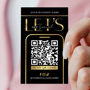 Sozial Media QR Code Schwarz & Gold Logo QR Code Visitenkarte