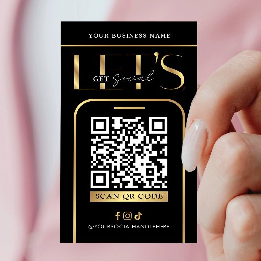 Sozial Media QR Code Schwarz & Gold Logo QR Code Visitenkarte