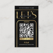 Sozial Media QR Code Schwarz & Gold Logo QR Code Visitenkarte (Vorderseite)