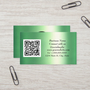 Sozial-Media-QR-Code Smaragdgrün Metallisch Visitenkarte