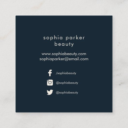 Sozial-Medien dunkles Aquarell BlumenBoho Muster-| Quadratische Visitenkarte (Rückseite)