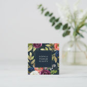 Sozial-Medien dunkles Aquarell BlumenBoho Muster-| Quadratische Visitenkarte (Stehend Vorderseite)