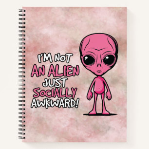 Sozial unbeholfener Alien-Cartoon Notizblock