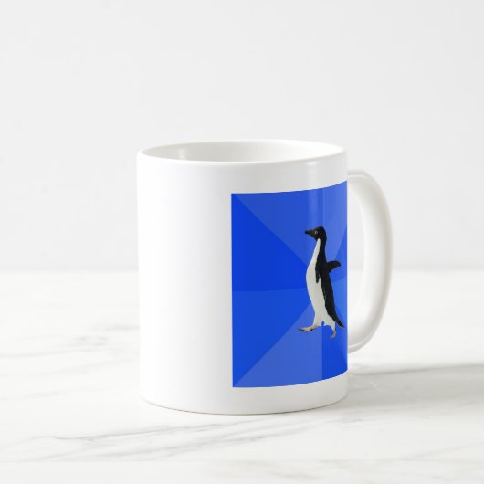 Sozial--Ungeschickt-Pinguin-Meme Kaffeetasse (VorderseiteRechts)