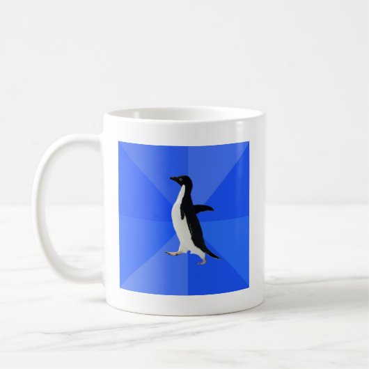 Sozial--Ungeschickt-Pinguin-Meme Kaffeetasse (Links)