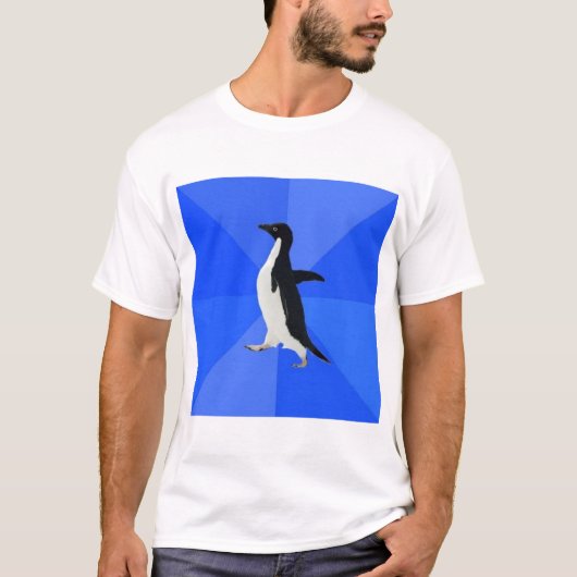 Sozial ungeschicktes Pinguin-Ratetier Meme T-Shirt (Vorderseite)