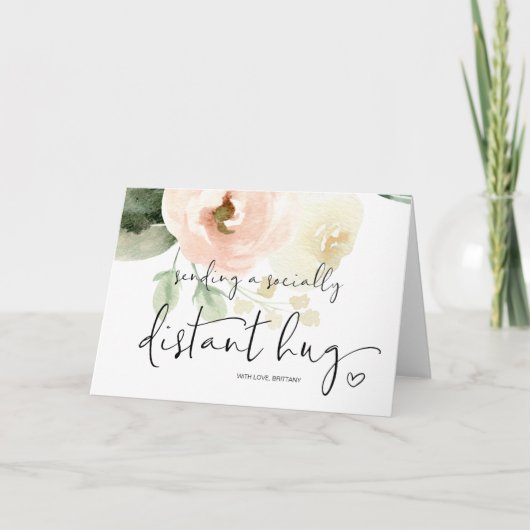 Sozial weit entfernte Versendung einer "Hug Quaran Karte (Vorderseite)