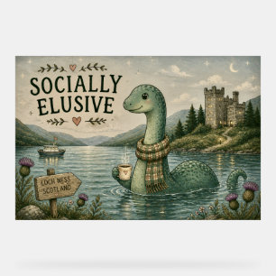 Sozial zurückgezogene Nessie gemütliche Kryptozool Acrylschild