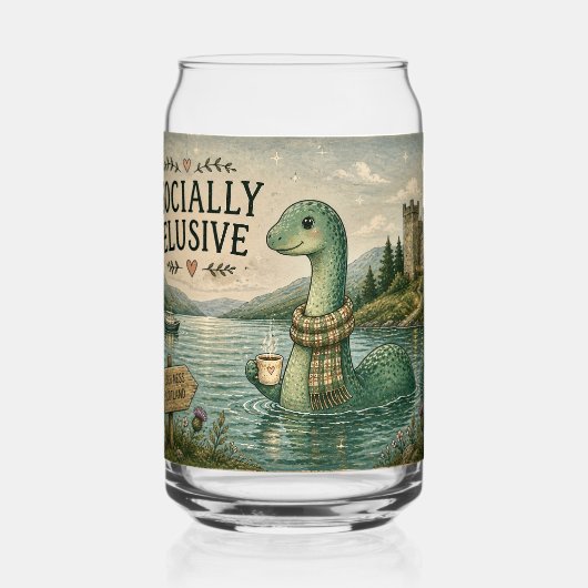 Sozial zurückhaltende Nessie gemütliche Kryptid Lo Dosenglas (Vorderseite)