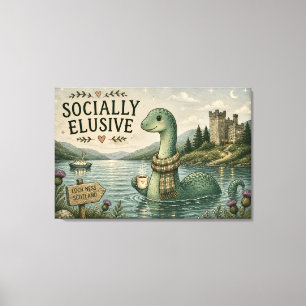 Sozial zurückhaltende Nessie gemütliche Kryptid Lo Leinwanddruck