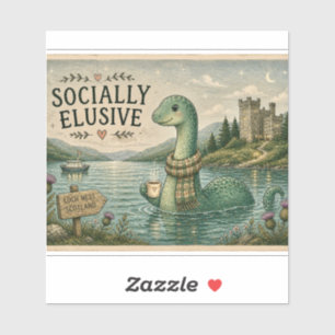 Sozial zurückhaltende Nessie gemütliches Kryptid L Aufkleber