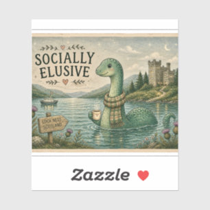 Sozial zurückhaltende Nessie Gemütliches Kryptid L Aufkleber