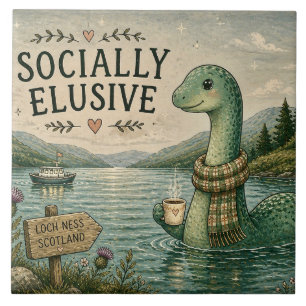 Sozial zurückhaltende Nessie gemütliches Kryptid L Fliese