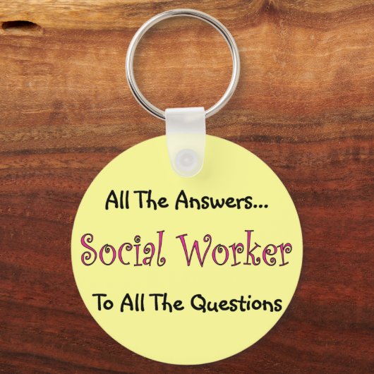 Sozialarbeiter "Alle Antworten" Schlüsselanhänger (Vorderseite)