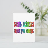 Sozialarbeiter arbeiten für den Wandel Postkarte (Stehend Vorderseite)