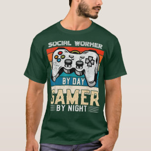 Sozialarbeiter bei Tag, Gamer bei Nacht, Videospie T-Shirt