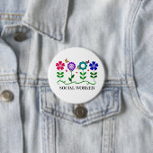 Sozialarbeiter... Blume, Herz und Schmetterlinge Button (Beispiel)