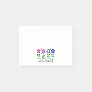 Sozialarbeiter... Blume, Herz und Schmetterlinge Post-it Klebezettel