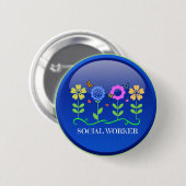 Sozialarbeiter, Blumendesign Button (Vorne & Hinten)