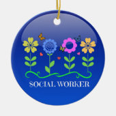 Sozialarbeiter, Blumendesign Keramik Ornament (Vorne)