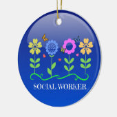 Sozialarbeiter, Blumendesign Keramik Ornament (Links)