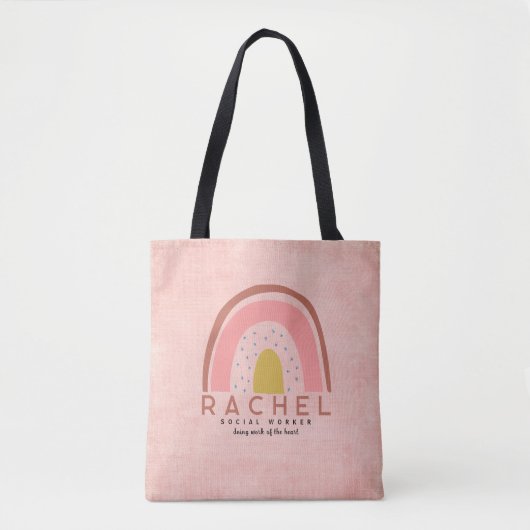 Sozialarbeiter Boho Pink Rainbow Tote Bag Tasche (Vorderseite)