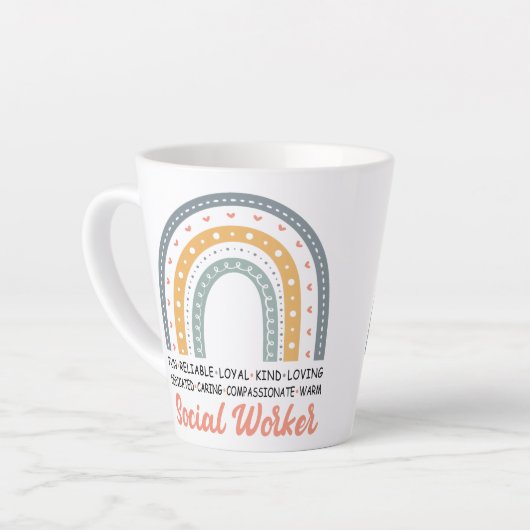 Sozialarbeiter Boho Rainbow Latte Tasse (Linke Ecke)