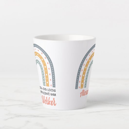 Sozialarbeiter Boho Rainbow Latte Tasse (Vorderseite)