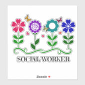 Sozialarbeiter, buntes Blumendesign, Aufkleber (Blatt)