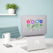 Sozialarbeiter, buntes Blumendesign, Aufkleber (Laptop auf Schreibtisch)