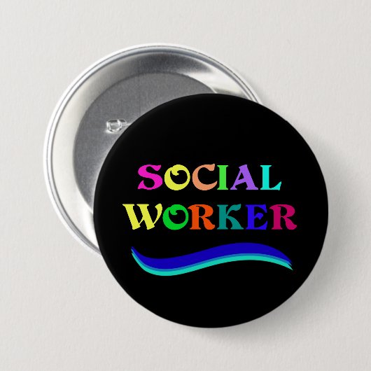 Sozialarbeiter, buntes Textdesign Button (Vorne & Hinten)