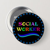 Sozialarbeiter, buntes Textdesign Button (Vorne & Hinten)