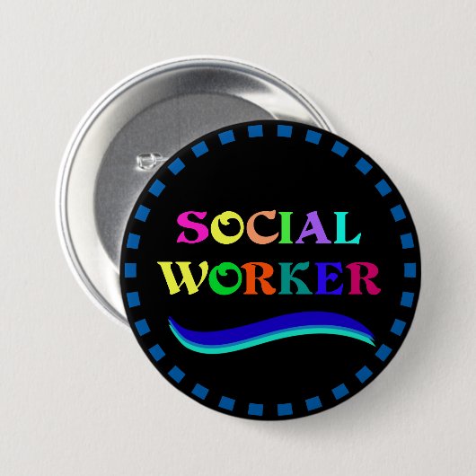 Sozialarbeiter, buntes Textdesign Button (Vorne & Hinten)